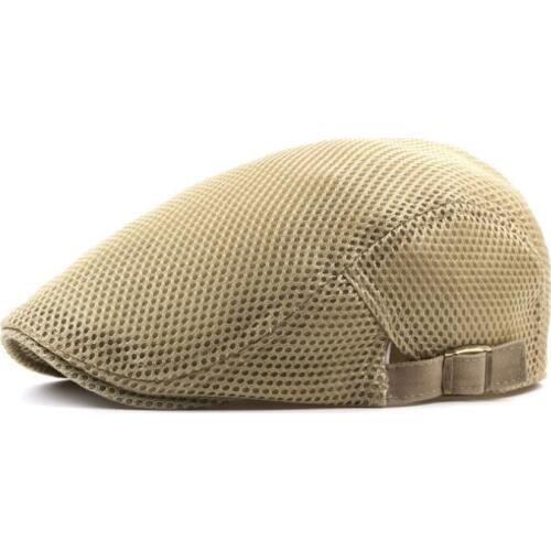 Summer Men Women Casual Beret Hat Flat Cap Newsboy Style visors Hat side Adjustable Breathable Boina Mesh Caps beige grey