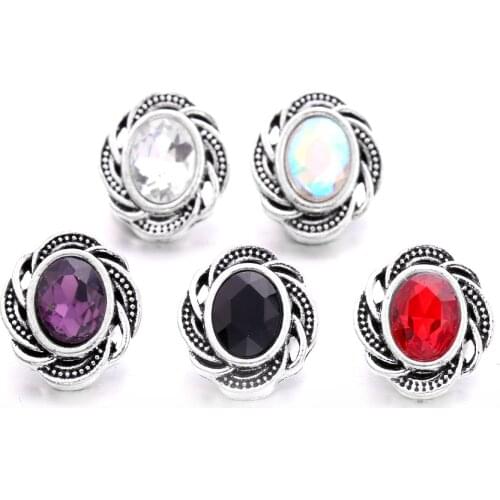 Flower Rhinestone Mini Buttons Charms 12mm Metal Snap Button for snap jewelry XH6033