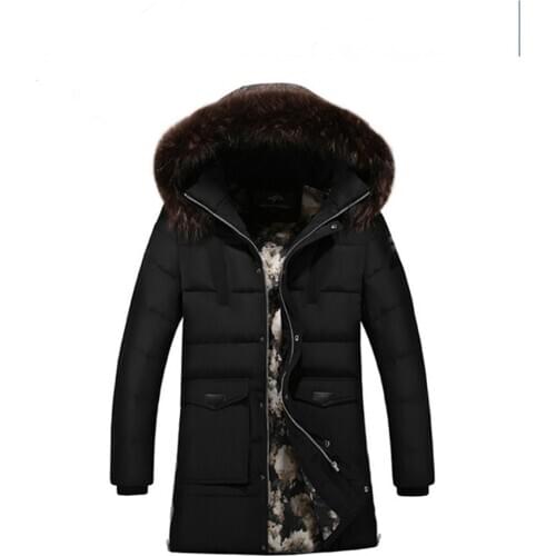 Mens Cotton-padded Clothes Hooded Mid-length Youth Cotton-padded Clothes European And American-Style