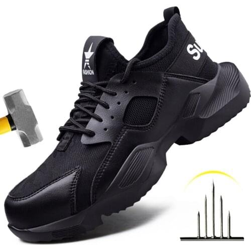Male Work Shoes New Safety Boots Steel Toe Shoes Work Sneakers Fashion Men Shoes Puncture-Proof Indestructible Protective Shoes