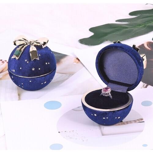 New Jewelry Packaging Box Blue Round Ring Storage Wholesale Red Velvet Pendant Box