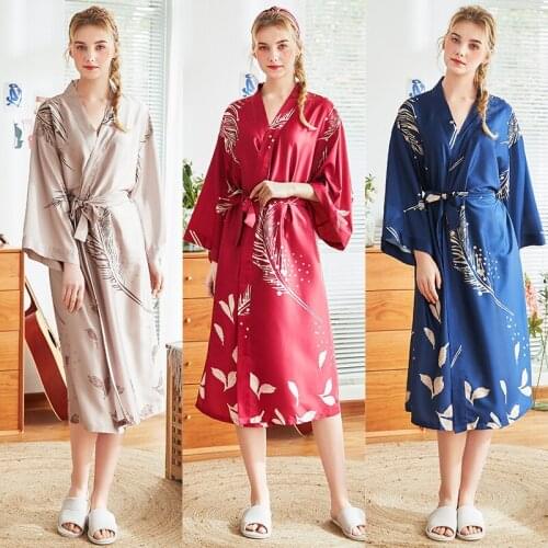 The Latest Fashion Style Of 2021 Silk Pajamas Womens Spring And Summer Long Bridesmaid Red Bridal Morning Gown Home Nightgown