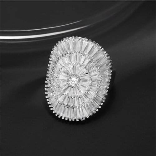 New Ring Ladies Fan-Shaped Ring Wedding Bridal Party Jewelry Dress Up Fashion Versatile Atmosphere Ring