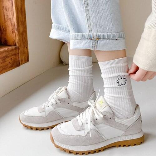 New White Socks Women Kawaii Harajuku Cute Cartoon Bear Piggy Rabbit WomenS Socks Fashion Japanese Lolita Long Cotton Sock Girl
