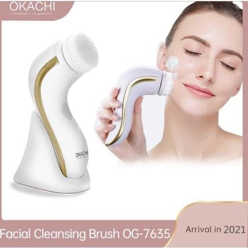 OKACHI GLIYA Electric Facial Cleansing Brush Deep Pore Cleaning Face Cleaner Beauty Tool Waterproof USB Rechargeable Gold