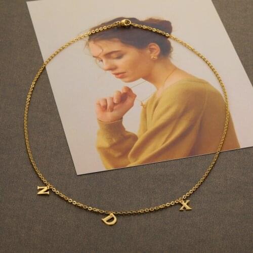Custom Name Necklace Gold Initial Personalized Letter Choker Necklaces for Women Stainless Steel Jewelry Fashion Bridesmaid Gift