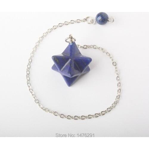 NEW 16x16MM Lapis Lazuli Merkabah Pendulum Pendant With Chain 1PCS