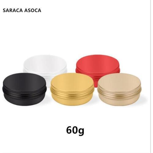60ml Empty Refillable Aluminum Jars 60g Black Gold Metal Tin Cosmetic Containers Crafts Packaging Small Aluminum Box 100pcs/lot