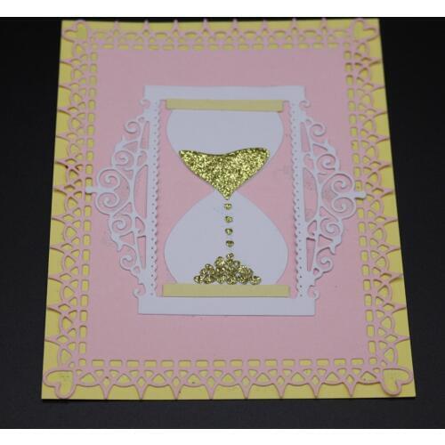 Cutting Dies Hourglass Frame Metal Mold Timing Device Background Cut Die Scrapbook Paper Craft Knife Mould Blade Punch Stencils