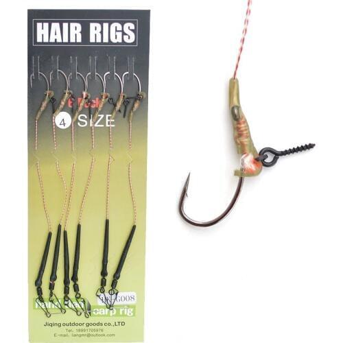 Carp Fishing Chod Rig 6pcs/set Black Bait Screw Braid Line Snap Ready Tied Carp Rig Curve Shank Fishing Hooks Size 2# 4# 6# 8