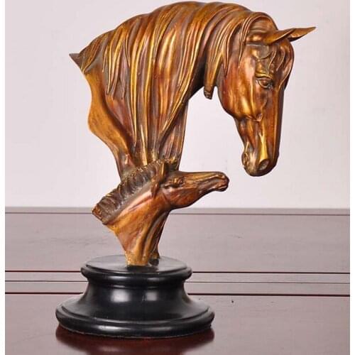 MOTHER AND CHILD HORSE HEAD STATUE BRONZE HORSE ART SCULPTURE ANIMAL FIGURINE RESIN CRAFTS HOME DECORATIONS OPENING GIFT R1393