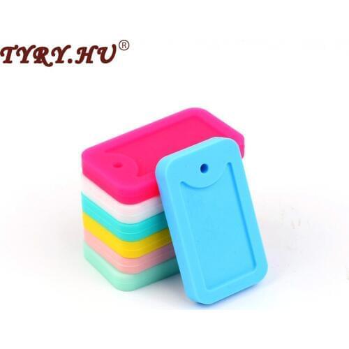 TYRY.HU Silicone Teether 5pcs Square Beads Silicone Pendant Baby Charms For Jewelry Making Bracelet Silicone Teething Chew Toys
