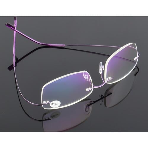 VCKA Men Ultra light Flexible Memory Titanium Frameless Women Brand Rimless Reading Glasses Diopter +1.00,+1.50,+2.00,+2.50,+3.0
