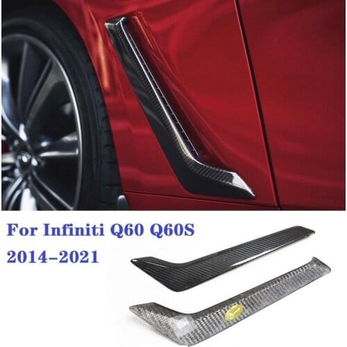 Dry Carbon Fiber Exterior Car Front Wheel Bumper Intake Spoiler Side Fender Air Vent Cover Trim For Infiniti Q60 Q60S 2014-2021