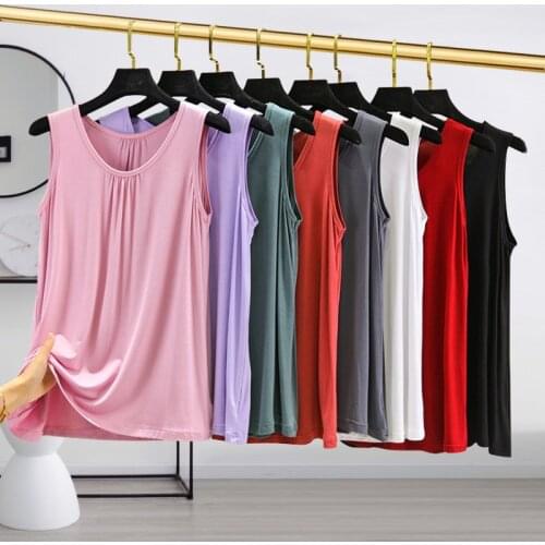 Womans Top Summer Female Modal Vest Sleeveless T-Shirt Solid Color Plus Fat Large Size XL-6XL Base Shirt