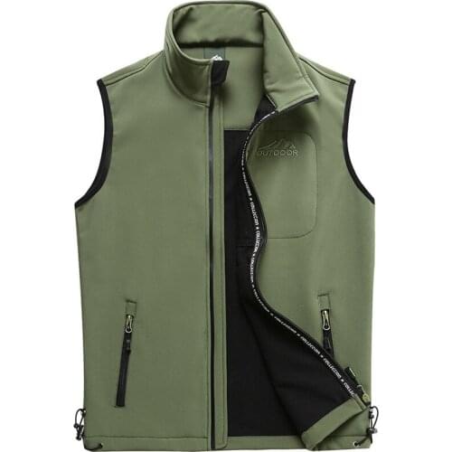 Mens Soft Shell Vest Jackets Spring Autumn Fleece Waistcoat Fishing Mountaineering Hiking Sleeveless Jacket Pockets Clothes