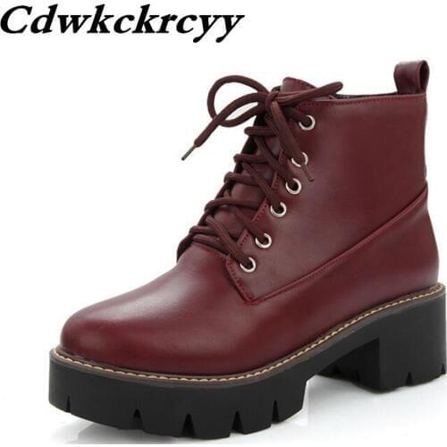 Winter New style British style High-heeled Thick bottom Martin boots winter boots for girls plus size 34-43