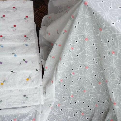 1meter Fresh cotton flowers ins embroidery lace fabric DIY clothing skirt top material photography background cloth