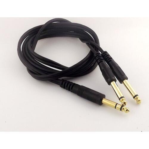 1pc Gold 6.35mm Stereo Male to 2x1/4" Male Convertor Mono Splitter Cable Adapter 5ft