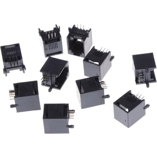 10PCS/Lot RJ12 RJ11 Socket Telephone 6Pin Crystal Female 6p6c Socket