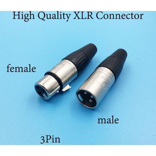 10pcs/lot High Quality XLR Audio Connector Jack Socket Black for Microphone MIC 3P Female Male Plug Speaker XLR Connector