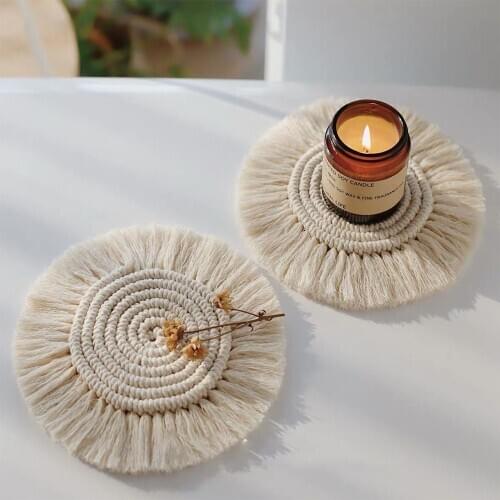 17cm/Place mat Hand-woven cotton cord coasters hand-made DIY materials package Ins Nordic style decoration home decorations gift