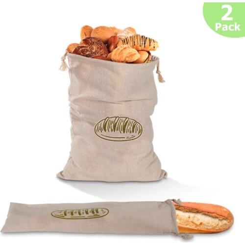 2 Pack Ideal for Homemade Bread Unbleached Reusable Food Storage Housewarming Wedding Gift Storage for Artisan Bread Baguette