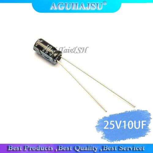 50PCS Higt quality 25V10UF 4*7mm 10UF 25V 4*7 Electrolytic capacitor