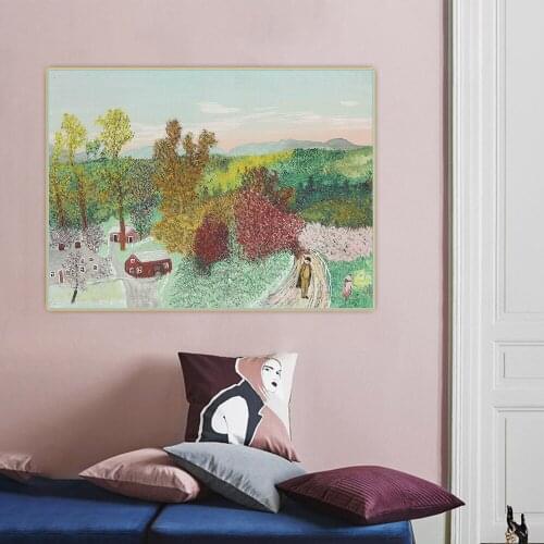 Anna Mary Robertson Grandma Moses《Autumn dated》Canvas Oil Painting Artwork Aesthetic Picture Wall Hanging Decor Home Decoration