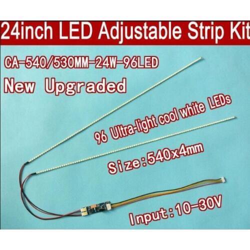 Free shipping 15pcs 24'' 540mm Adjustable brightness led backlight strip kit,Update 24inch-wide LCD CCFL panel to LED backlight