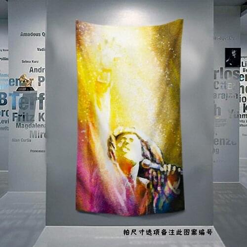 Bob Marley Jamaican Reggae Rock Music Flag Banner Cloth Art Retro Poster Tapestry Wall Sticker Hanging Painting Home Decoration