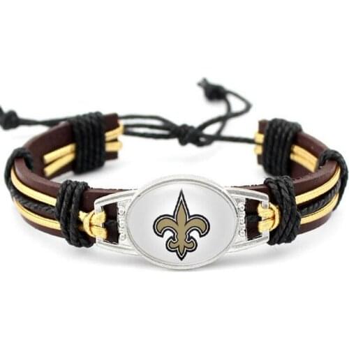 USA Football Team Charm Genuine Leather Bracelets & Bangles Fit Man Woman For Fans Jewelry