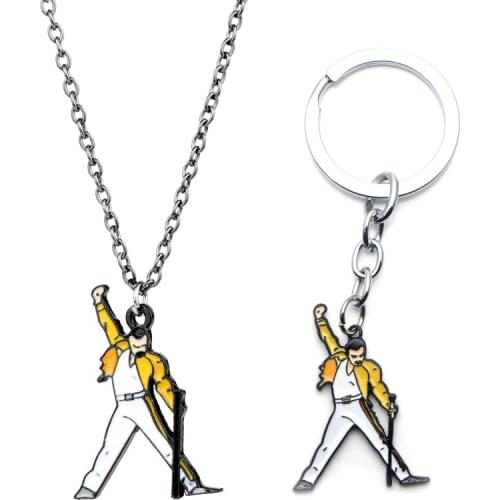 Queen British Band Freddie Mercury Metal Alloy Pendant KeyChains For Women Men Bag Cool Keychain Keyring Jewelry Gifts