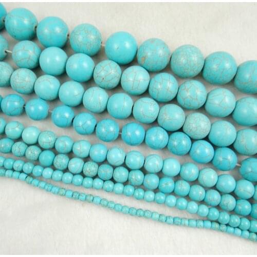 4.6.8.10.12.14.16.18MM Natural stone Turquoises Beads DIY Beads For Bracelet Necklace Jewelry Making Wholesale T2