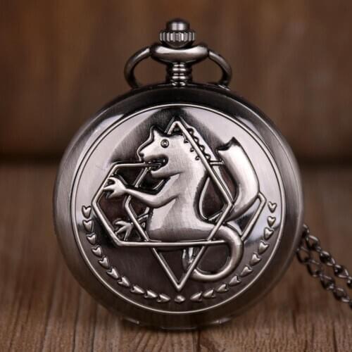 Retro Gray Horse Movie Theme Clock Quartz Pocket Watch with Fob Chian for Men Women Pendant Gift