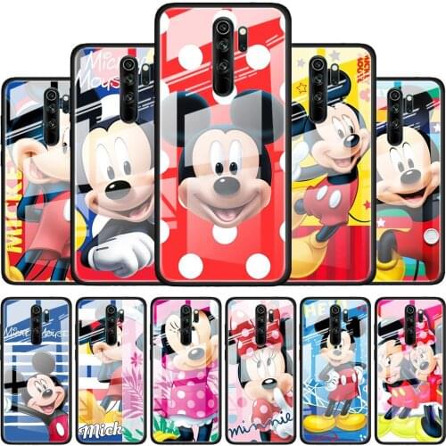 Cute Mickey Disney Mouse for Xiaomi Redmi K40 K30 K20 Pro Plus 9C 9A 9 8A 7 Luxury Shell Tempered Glass Phone Case Cover