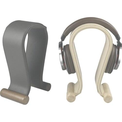 Leather Cased Headset Holder Universal Earphone Hanger Holder for Gaming Headsets & DJ Headphones Desktop Headphone Rack