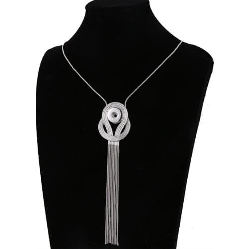 DJ0215 New Elegant Snake chain tassel Bohemian style Snap necklace 55cm fit DIY 18MM snap buttons jewlery wholesale Gift