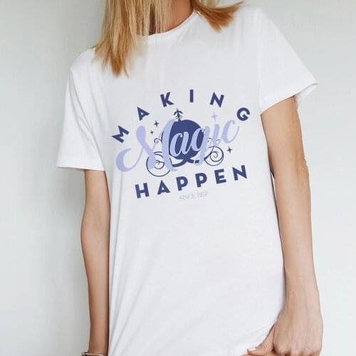 Disney Cinderella 70th Anniversary Making Magic Since 1950 Premium T-Shirt Women Plus Size Funny T Shirts Harajuku Female Tshirt