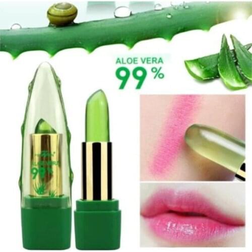 Aloe Vera lipstick Aloe Vera Gel Jelly Lipstick OPP Bag Packaging Color-changing Plant Lip Balm lip moisturizer