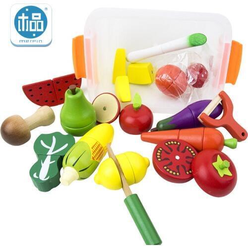Girls toys wooden fruit vegetables cutlery toys play house wooden kitchen toys cocina de juguete cuisine enfant miniature food