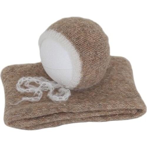 Newborn Pixie Bonnet and Wrap Set Crochet Newborn Girl Stretch Wrap Knitted Soft Bonnet Baby Sleepy Hat Photography Props