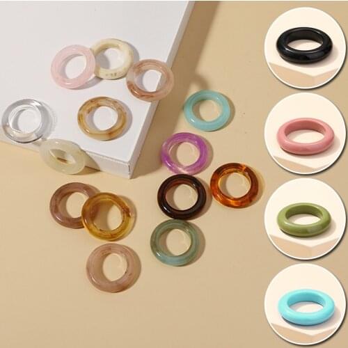 Korea Retro Resin Rings Women Girls Colorful Acrylic Simple Fine Temperament Vintage Ring Jewelry Gifts