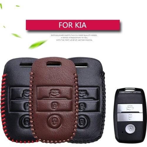 Leather Car Key Case Cover For Kia Rio 2 3 x line Niro K7 K2 K3 K4 K5 Ceed Picanto Cerato Sportage 3 Optima 2019 Key Ring Shell