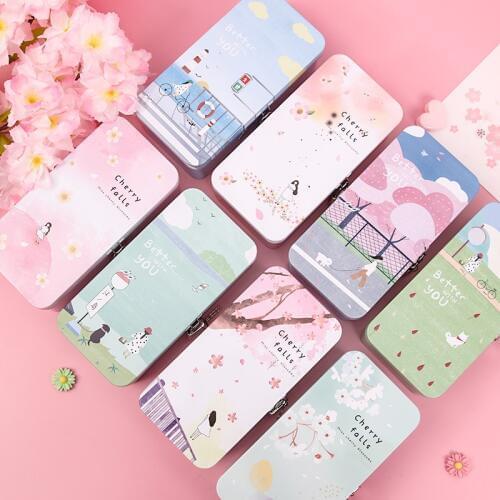 Creative Tinplate Box With Storage Box Lockable small storge box for Desktop Cosmetic Jewely Sundries Iron Box with Lock Lovly