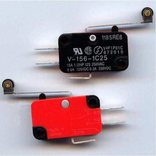 10Pcs/lot Microswitch Long Lever AC 250V 15A HV-156-1C25 SPDT Roller Lever Micro Switch