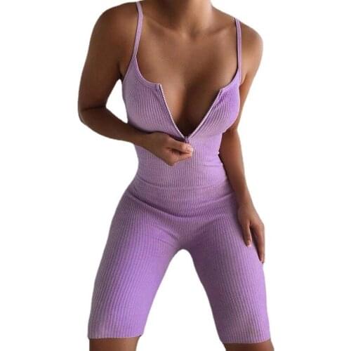 Fashion Sexy Jumpsuit Female 2021 New Womens V-Neck Sleeveless Jumpsuits-Shorts Slim Tie-Dye Slim Sports Jumpsuit