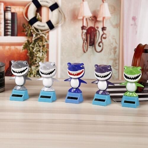 Cartoon Shark Solar Shake Head Doll Car Vehicle Dashboard Decor Ornament Gift