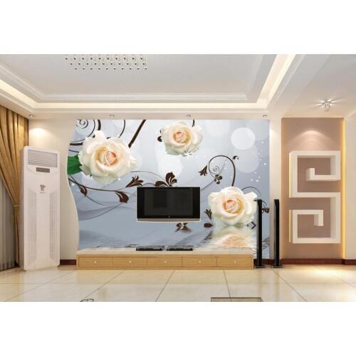 Wallpaper murals flowers Rose reflection Living room TV backdrop bedroom 3d photo wallpaper Home Decoration
