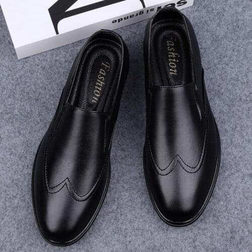 New Mens Loafers Genuine Leather Casual Shoes Men Formal Dress Shoes Brand Slip on Flats Mens Shoes High Quality Male Footwear
